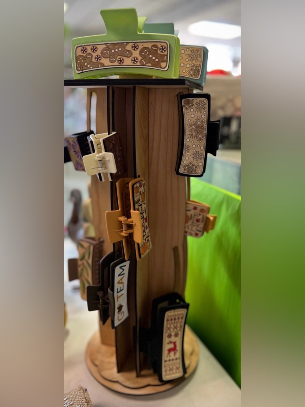 Hand crafted by me wood hair clip holder made to order holds 16 4” clips
